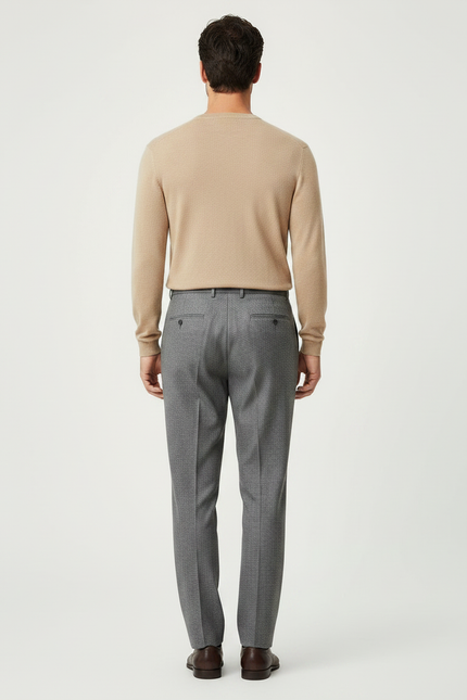 Pantalon À Pince Gris Élégant Coupe Ample Homme - Laine - vue 2