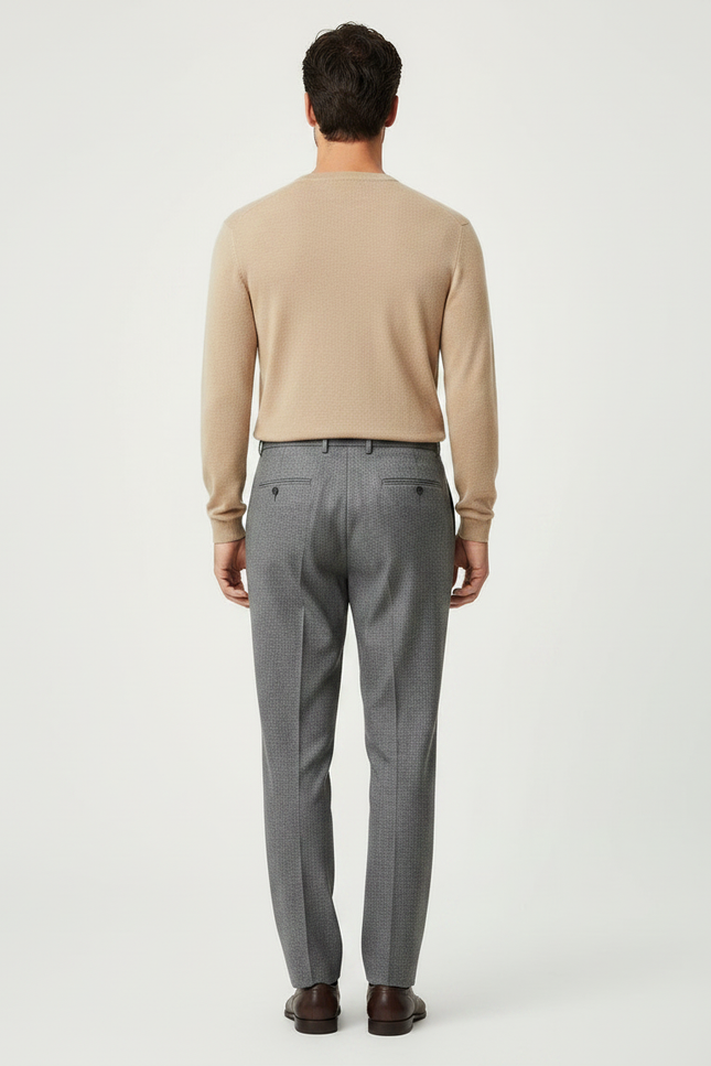 Pantalon À Pince Gris Élégant Coupe Ample Homme - Laine - vue 2