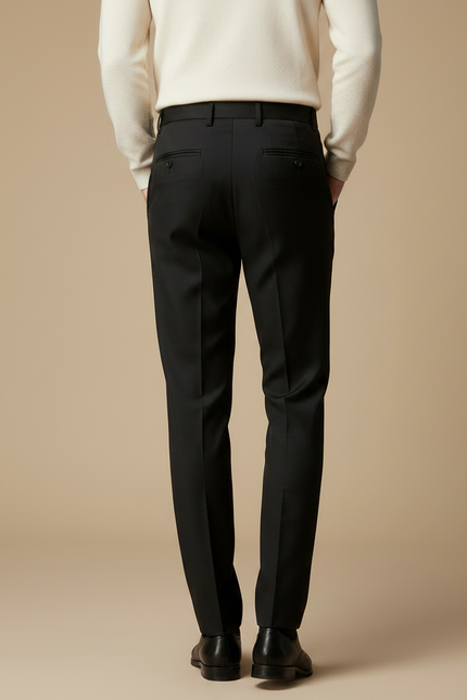 Pantalon À Pince Noir Droit Élégant Homme - Polyester - vue 2