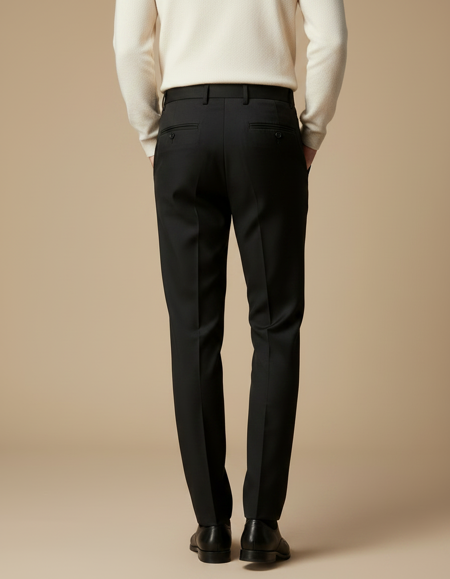 Pantalon À Pince Noir Droit Élégant Homme - Polyester - vue 2