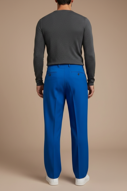 Pantalon À Pince Bleu Royal Ample Plissé Décontracté - Polyester - vue 2