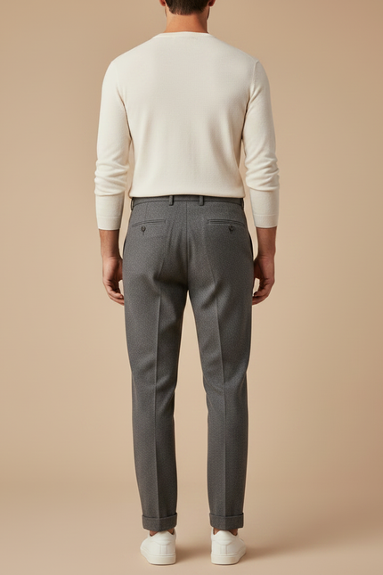 Pantalon À Pince Gris Anthracite Slim Plissé Élégant - Laine - vue 2