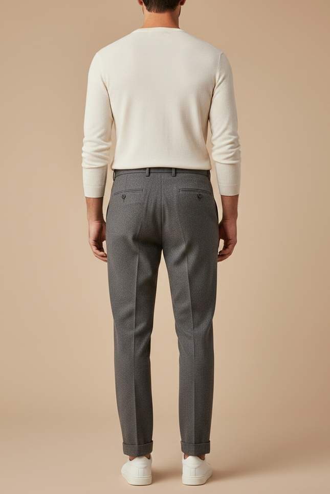 Pantalon À Pince Gris Anthracite Slim Plissé Élégant - Laine - vue 2