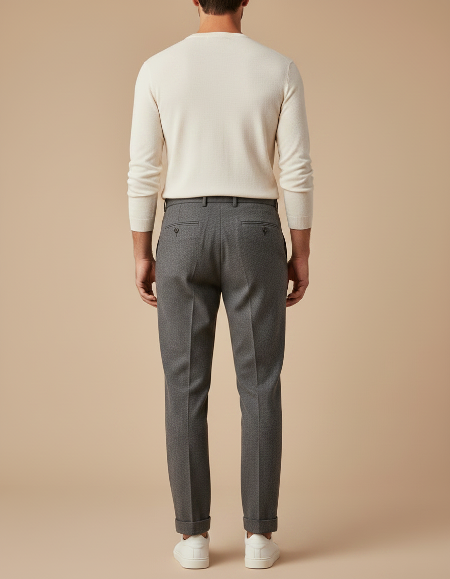 Pantalon À Pince Gris Anthracite Slim Plissé Élégant - Laine - vue 2