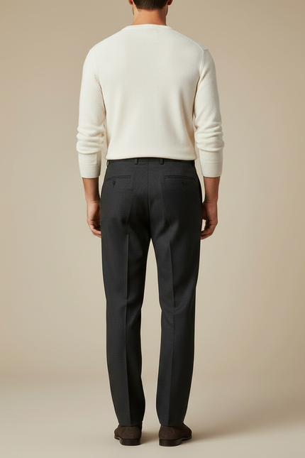 Pantalon Gris À Pince - Laine - vue 2
