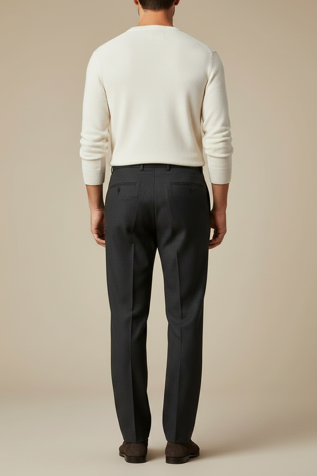 Pantalon Gris À Pince - Laine - vue 2