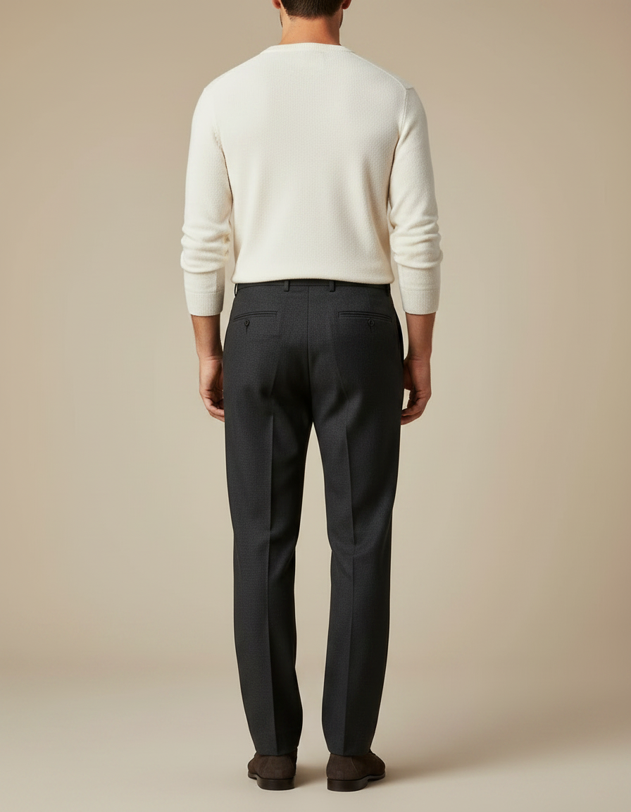 Pantalon Gris À Pince - Laine - vue 2