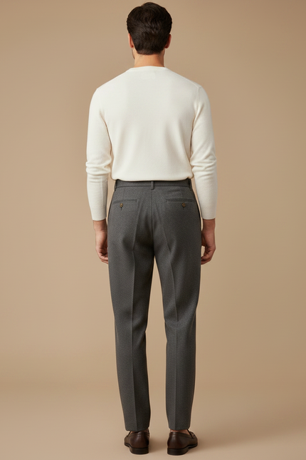 Pantalon À Pince Gris Anthracite Laine Plissé Homme Formel - vue 2