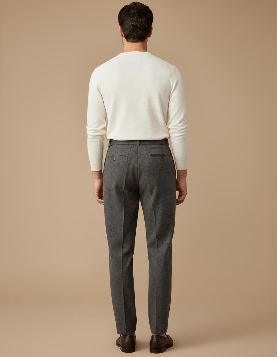 Pantalon À Pince Gris Anthracite Laine Plissé Homme Formel - vue 2