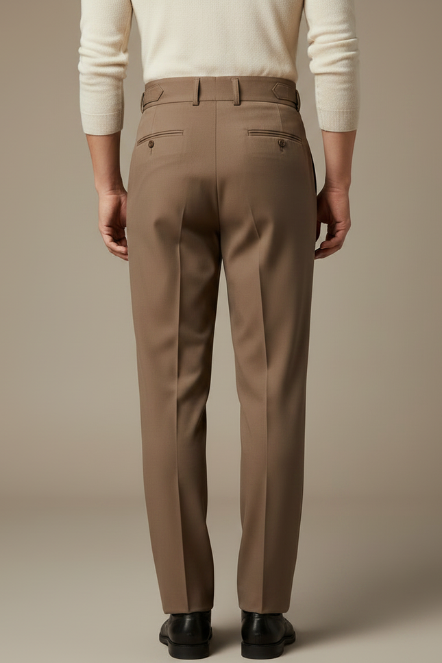 Pantalon À Pince Marron Élégant Plissé Décontracté Homme - Gabardine - vue 2