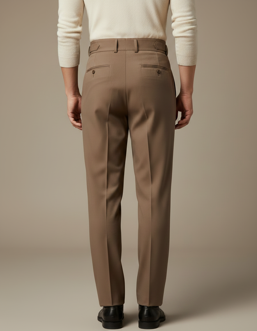 Pantalon À Pince Marron Élégant Plissé Décontracté Homme - Gabardine - vue 2
