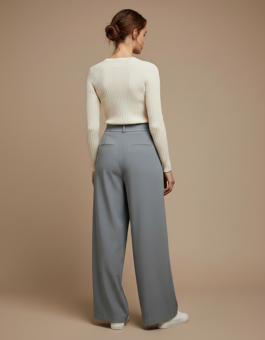 Pantalon À Pince Fluide Gris Décontracté Femme - Polyester - vue 2