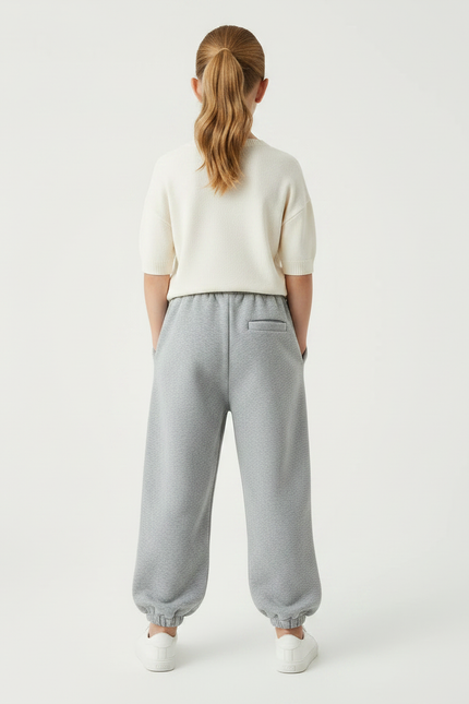 Pantalon À Pince Gris Ample Molleton Enfant - vue 2