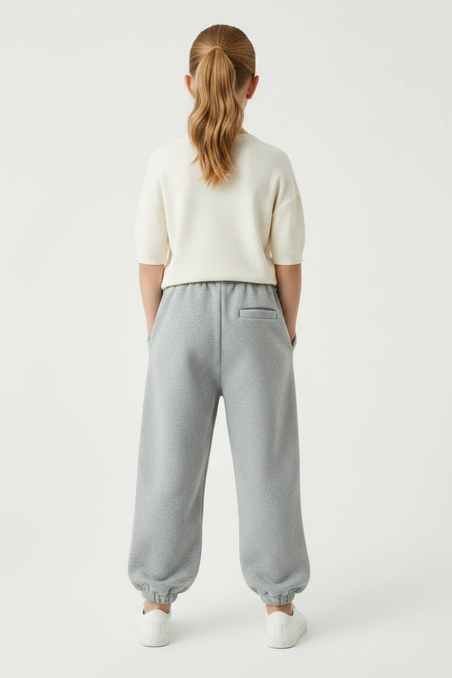 Pantalon À Pince Gris Ample Molleton Enfant - vue 2