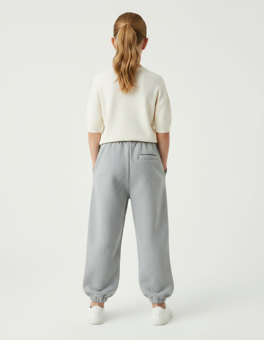 Pantalon À Pince Gris Ample Molleton Enfant - vue 2