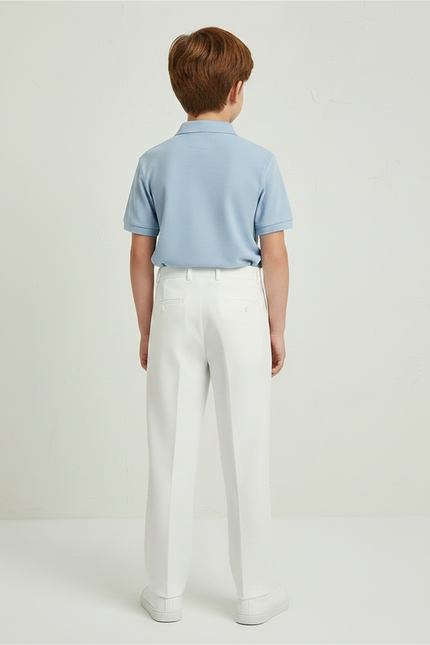 Pantalon À Pince Blanc Droit Élégant Enfant - Gabardine - vue 2