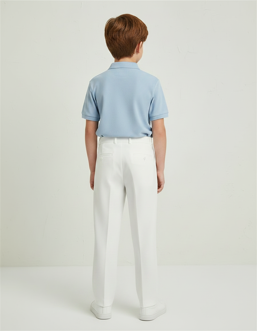 Pantalon À Pince Blanc Droit Élégant Enfant - Gabardine - vue 2