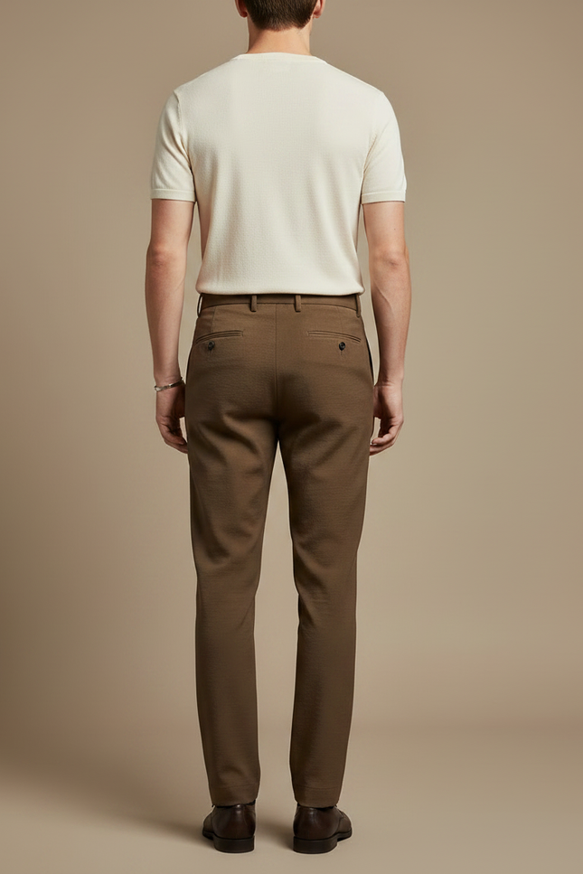 Pantalon À Pince Marron Homme - Laine - vue 2