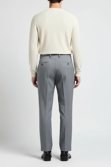 Pantalon À Pince Gris Plissé Droit Élégant Homme - Gabardine - vue 2