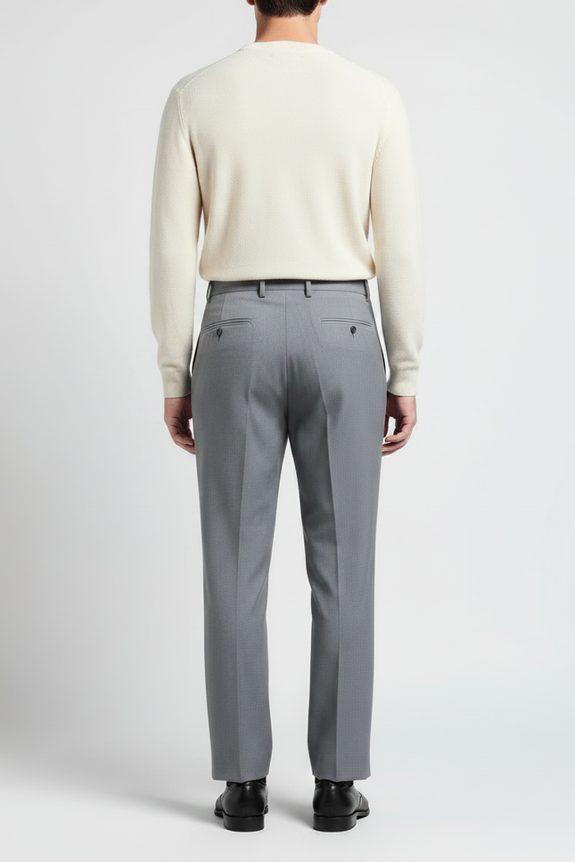 Pantalon À Pince Gris Plissé Droit Élégant Homme - Gabardine - vue 2