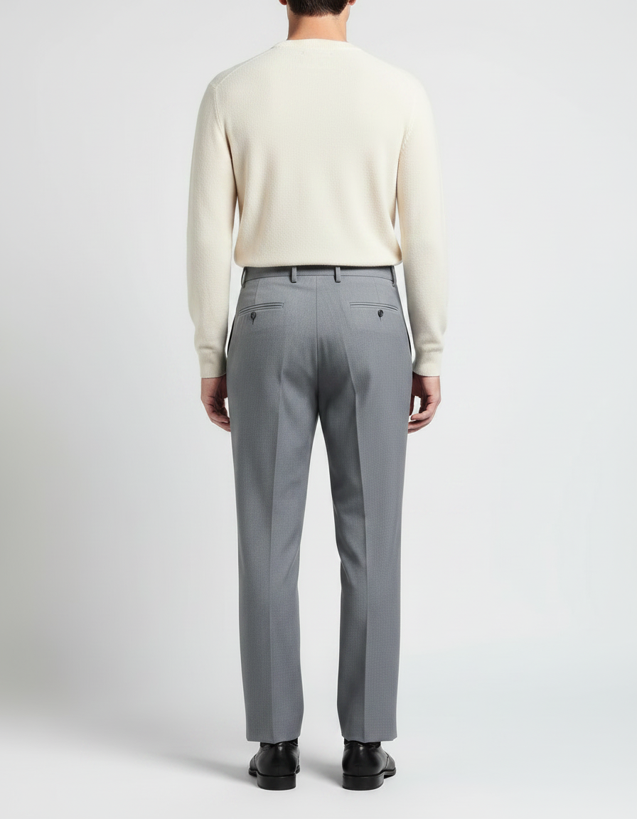 Pantalon À Pince Gris Plissé Droit Élégant Homme - Gabardine - vue 2