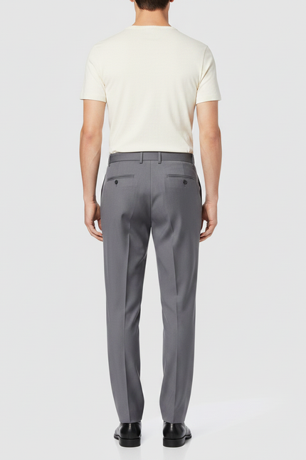 Pantalon À Pince Gris Élégant Slim Formel Homme - Gabardine - vue 2