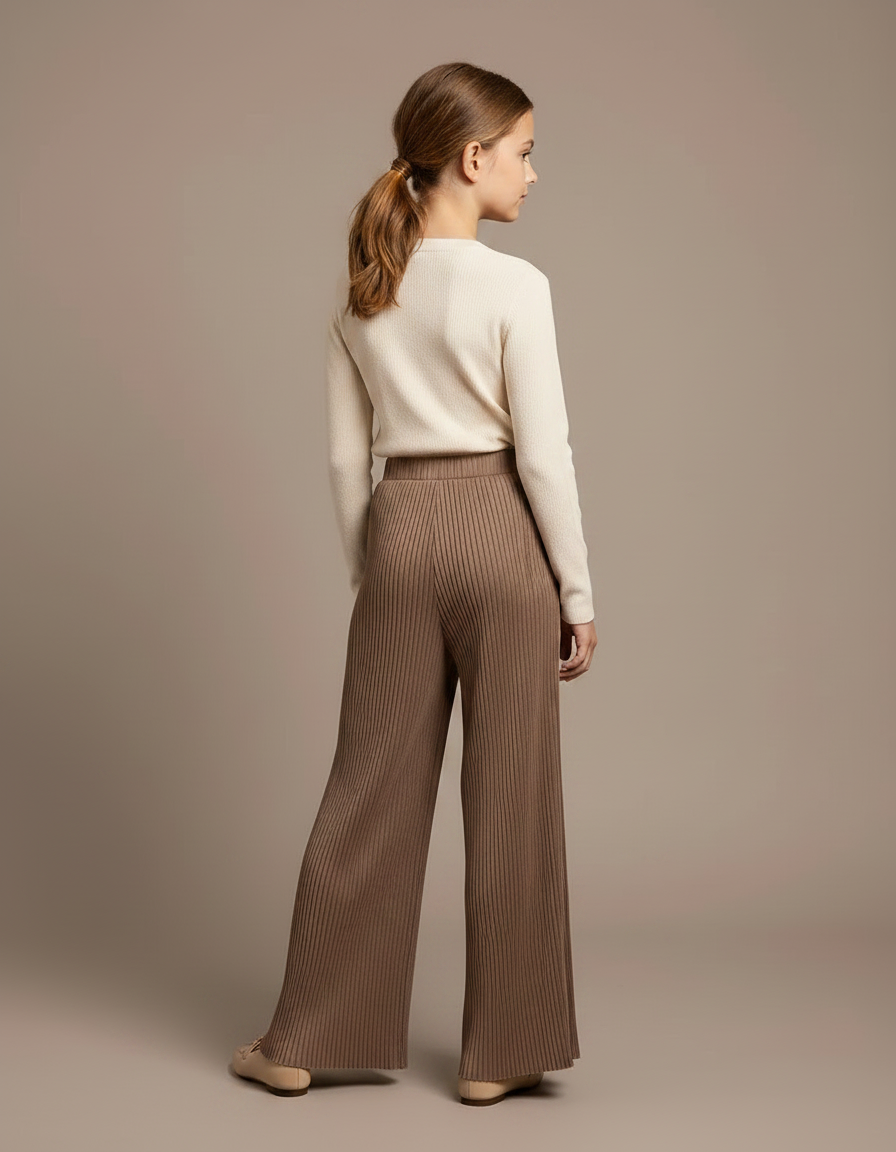 Pantalon À Pince Plissé Marron Ample Fluide Décontracté - Maille - vue 2