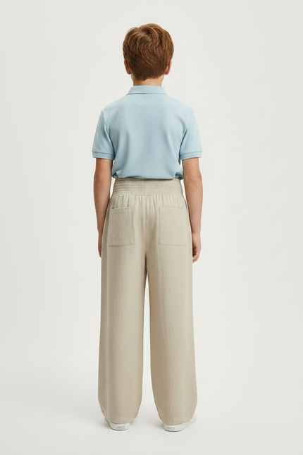 Pantalon À Pince Beige Ample Plissé Décontracté - Lin - vue 2