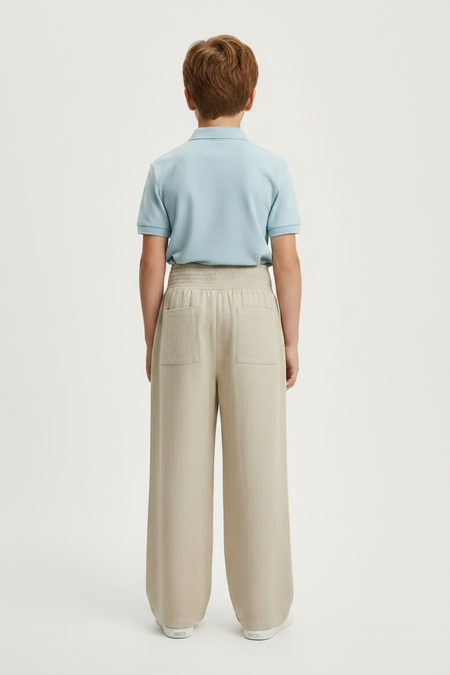 Pantalon À Pince Beige Ample Plissé Décontracté - Lin - vue 2