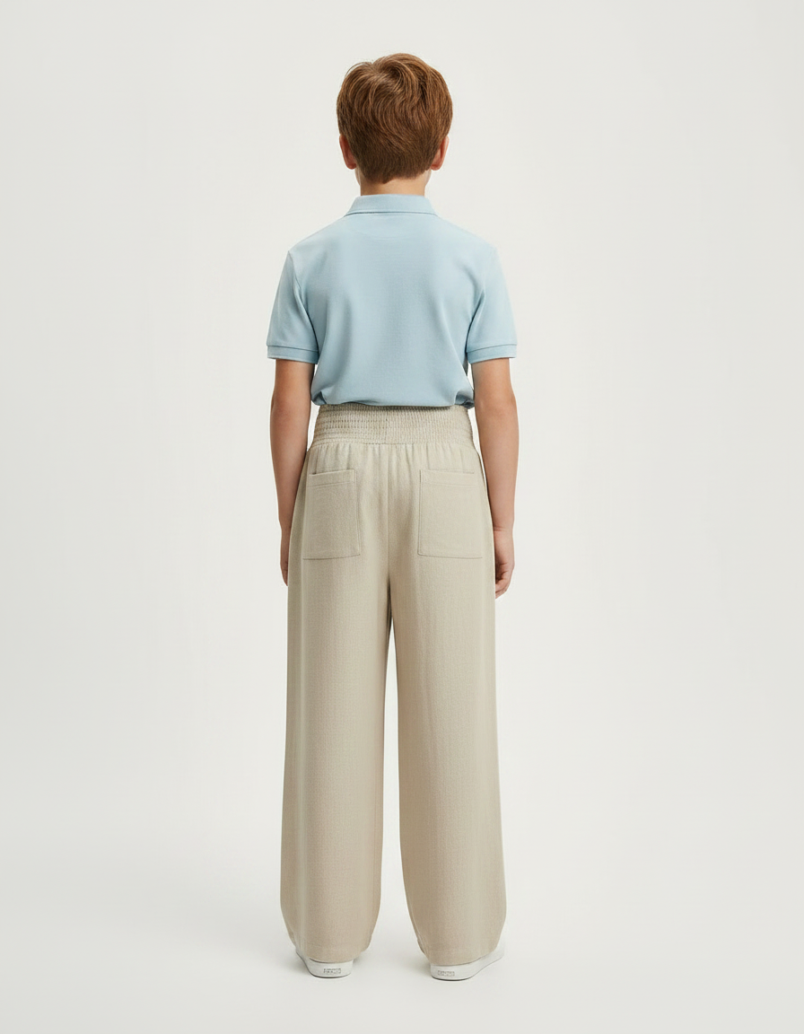 Pantalon À Pince Beige Ample Plissé Décontracté - Lin - vue 2