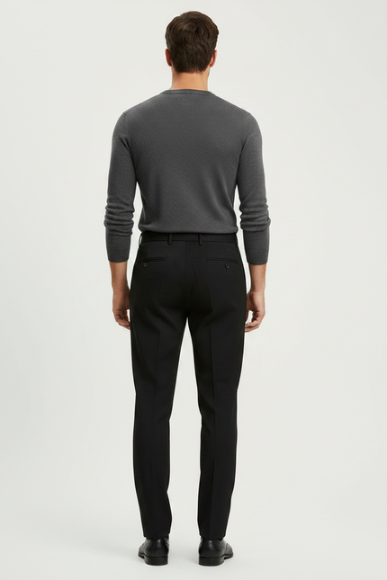 Pantalon À Pince Noir Droit Habillé Homme - Polyester - vue 2