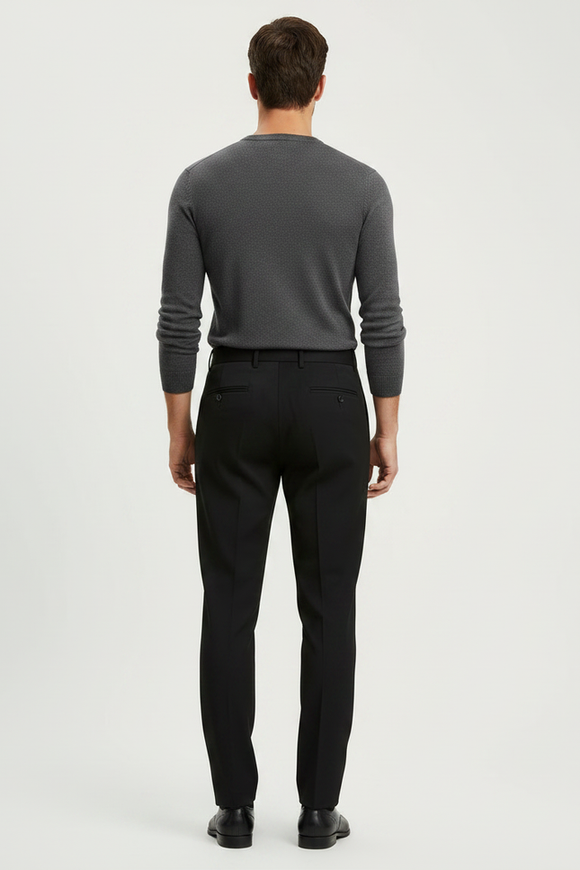 Pantalon À Pince Noir Droit Habillé Homme - Polyester - vue 2