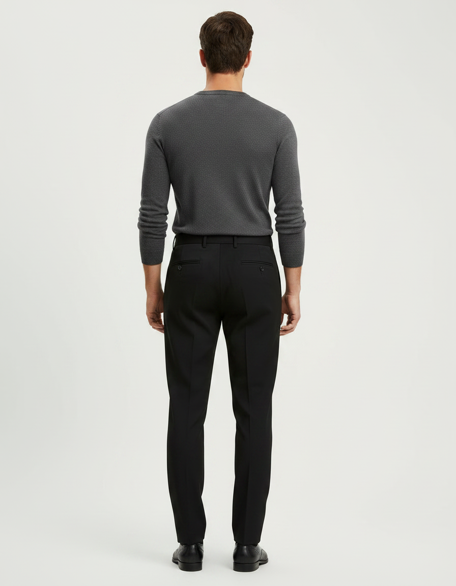 Pantalon À Pince Noir Droit Habillé Homme - Polyester - vue 2