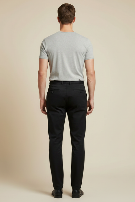 Pantalon À Pince Noir Droit Classique Homme - Gabardine - vue 2
