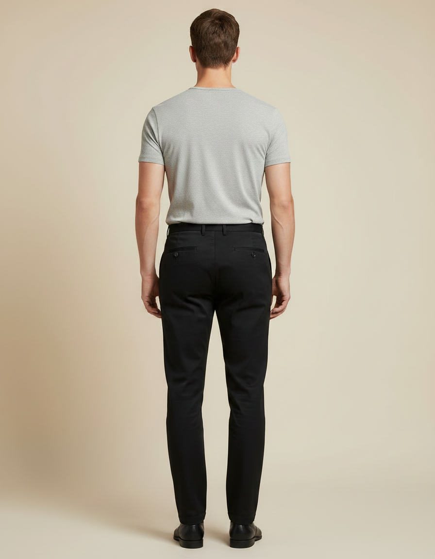 Pantalon À Pince Noir Droit Classique Homme - Gabardine - vue 2