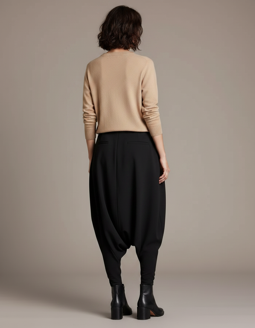 Pantalon À Pince Noir Ample Fluide Décontracté Femme - Polyester - vue 2