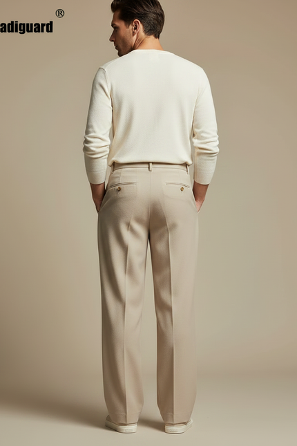Pantalon À Pince Beige Ample Plissé Homme Élégant - Gabardine - vue 2