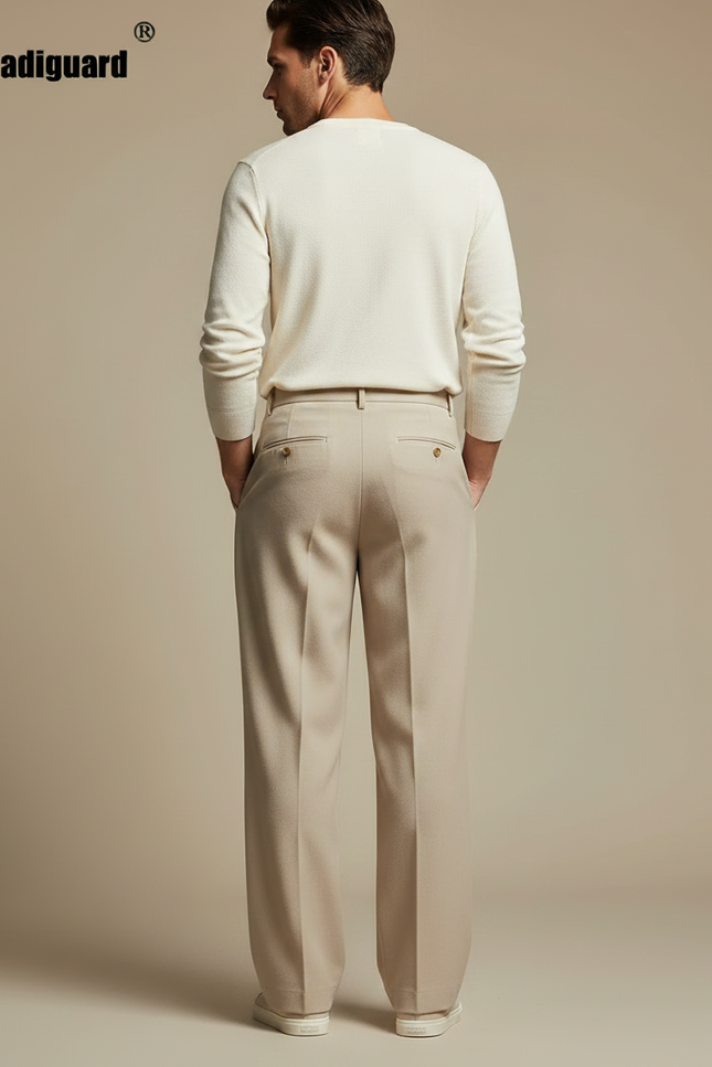 Pantalon À Pince Beige Ample Plissé Homme Élégant - Gabardine - vue 2