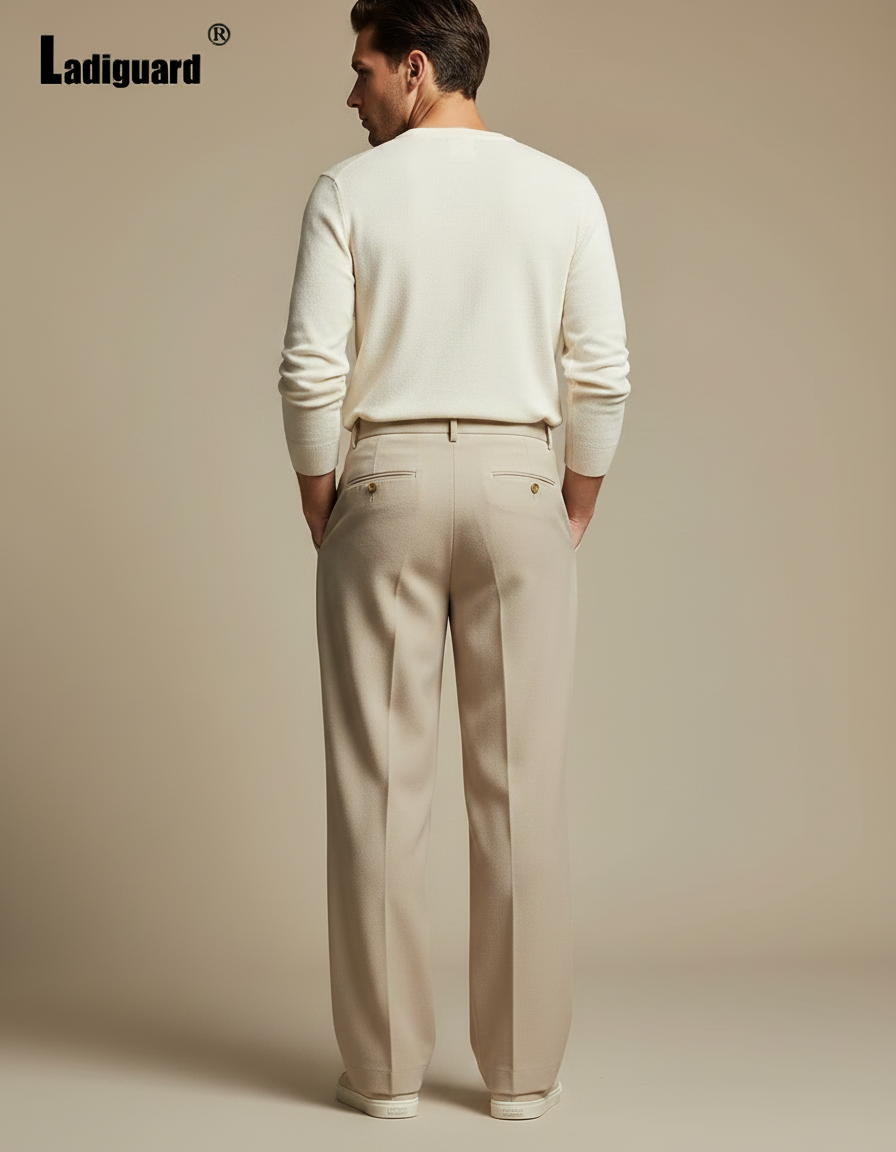 Pantalon À Pince Beige Ample Plissé Homme Élégant - Gabardine - vue 2