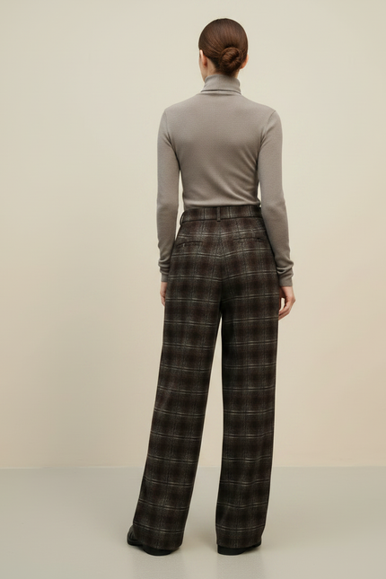 Pantalon À Pince Carreaux Femme - Imprimé Tweed - vue 2
