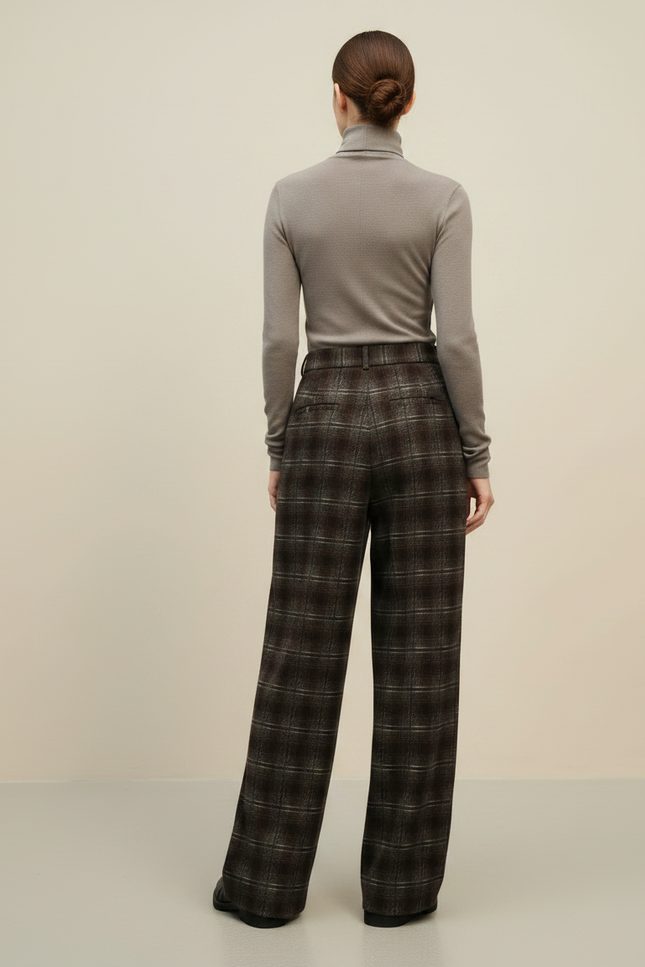 Pantalon À Pince Carreaux Femme - Imprimé Tweed - vue 2