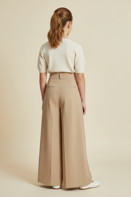 Pantalon À Pince Beige Ample Plissé Élégant Enfant - Polyester - vue 2