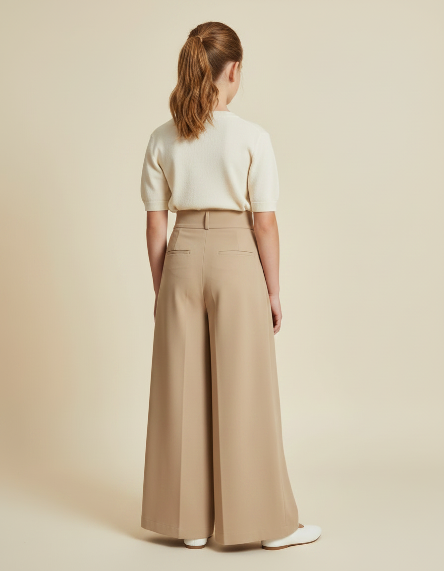 Pantalon À Pince Beige Ample Plissé Élégant Enfant - Polyester - vue 2