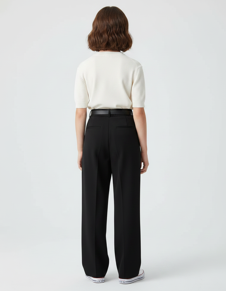 Pantalon À Pince Noir Ample Décontracté Fluide Femme - Polyester - vue 2