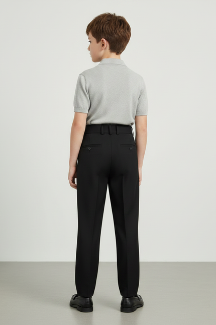 Pantalon À Pince Noir Plissé Élégant Classique Enfant - Gabardine - vue 2