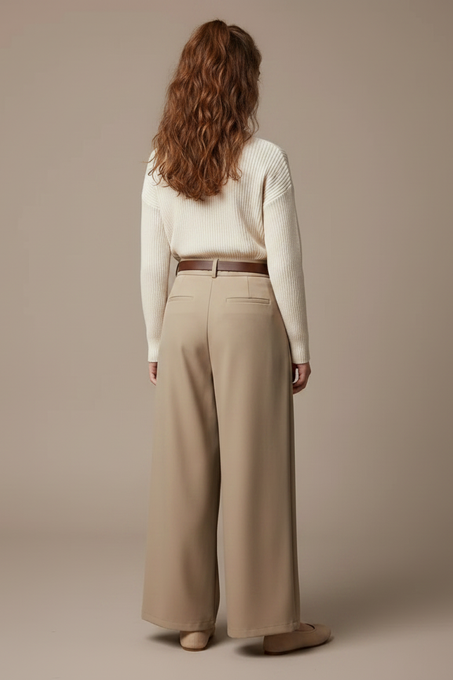 Pantalon À Pince Beige Ample Plissé Élégant Fille - Polyester - vue 2