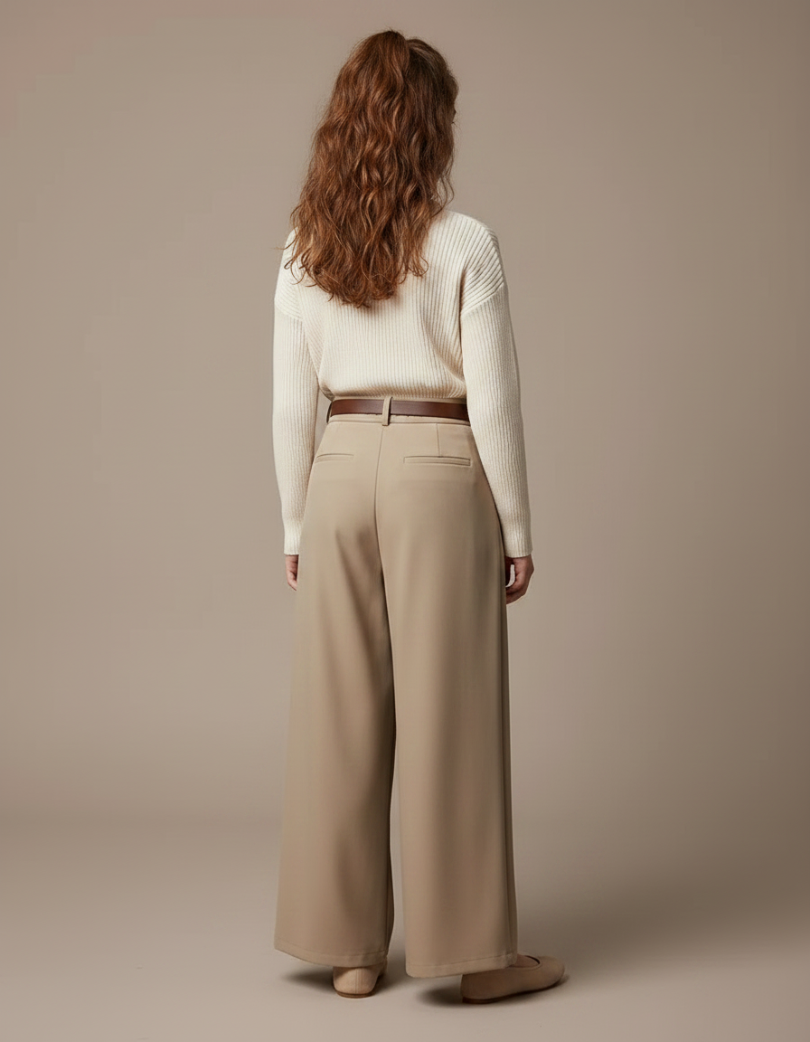 Pantalon À Pince Beige Ample Plissé Élégant Fille - Polyester - vue 2
