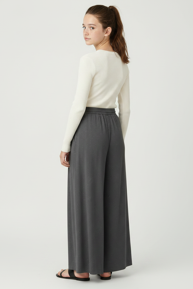 Pantalon À Pince Gris Plissé Ample Scintillant Femme - Viscose - vue 2