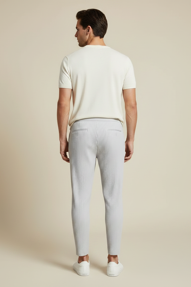 Pantalon À Pince Gris Plissé Fuselé Confortable Homme - Polyester - vue 2