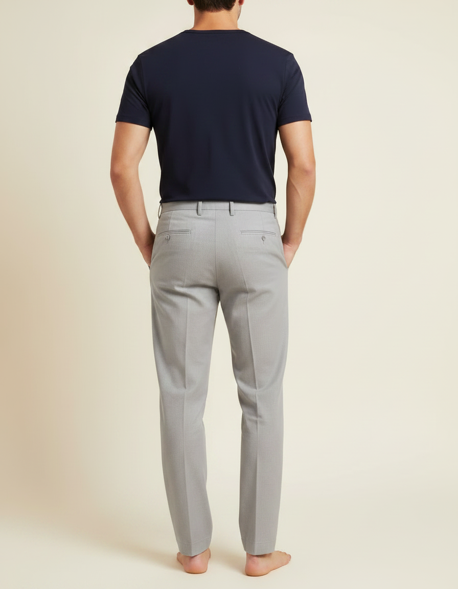 Pantalon À Pince Gris Clair Ample Décontracté Homme - Gabardine - vue 2